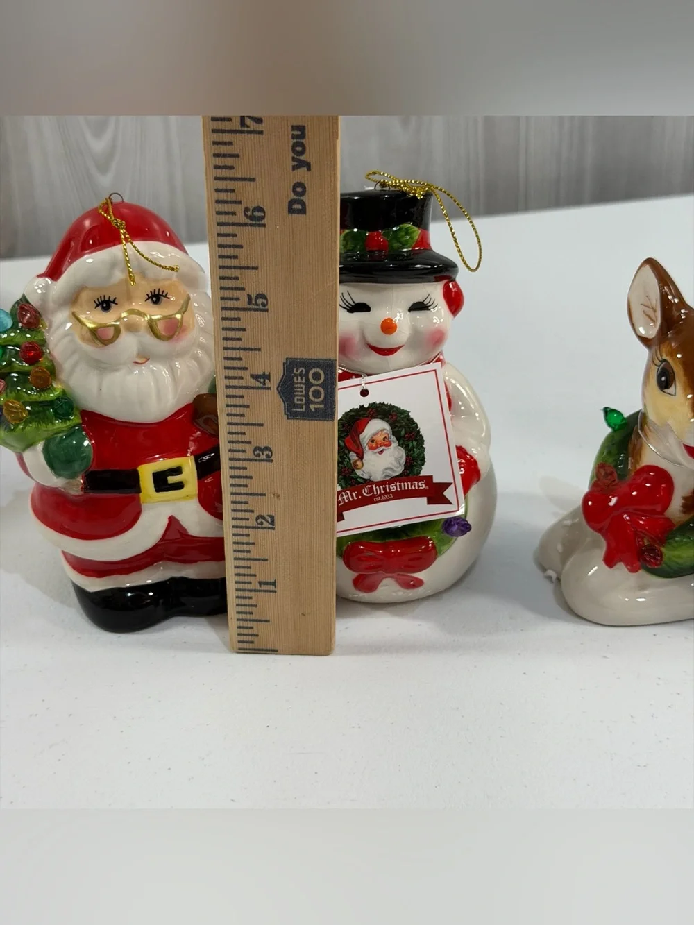 MR. CHRISTMAS Ornaments Nostalgic SANTA CLAUS - REINDEER ELF SNOWMAN SET of 4